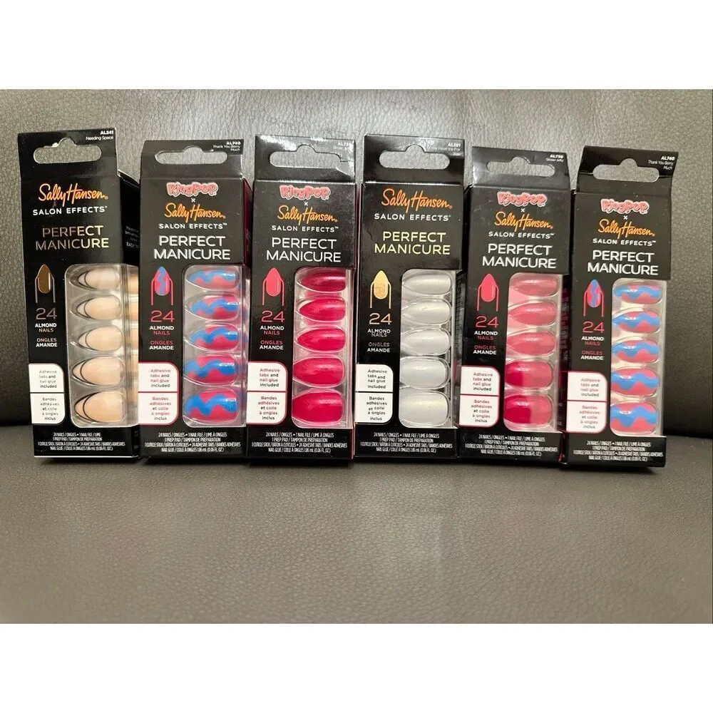 Sally Hansen 6 Sets of Almond Shaped Press On Nails New